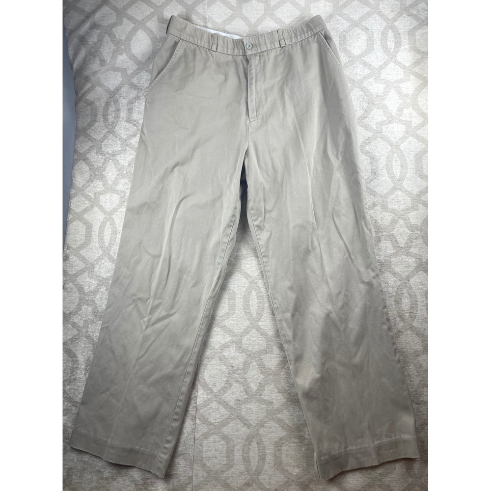 LL Bean Sportif USA Womens 14 Khaki Excellent Elastic Waist Twill Pants USA Made - Picture 1 of 9